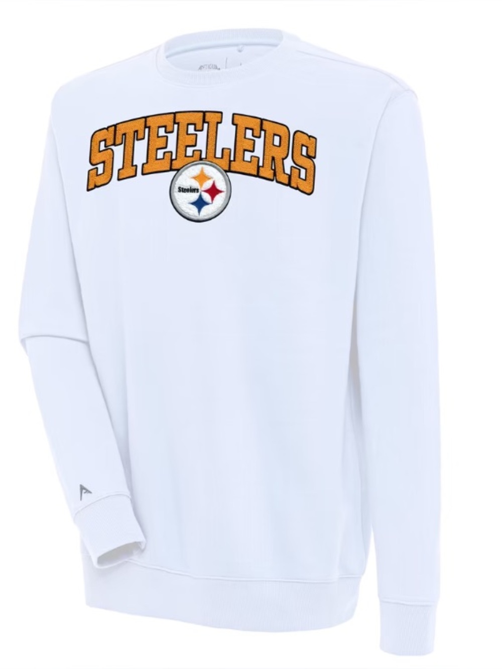 Antigua Pittsburgh Steelers Crewneck with Embroidered and Chenille Logo UNISEX